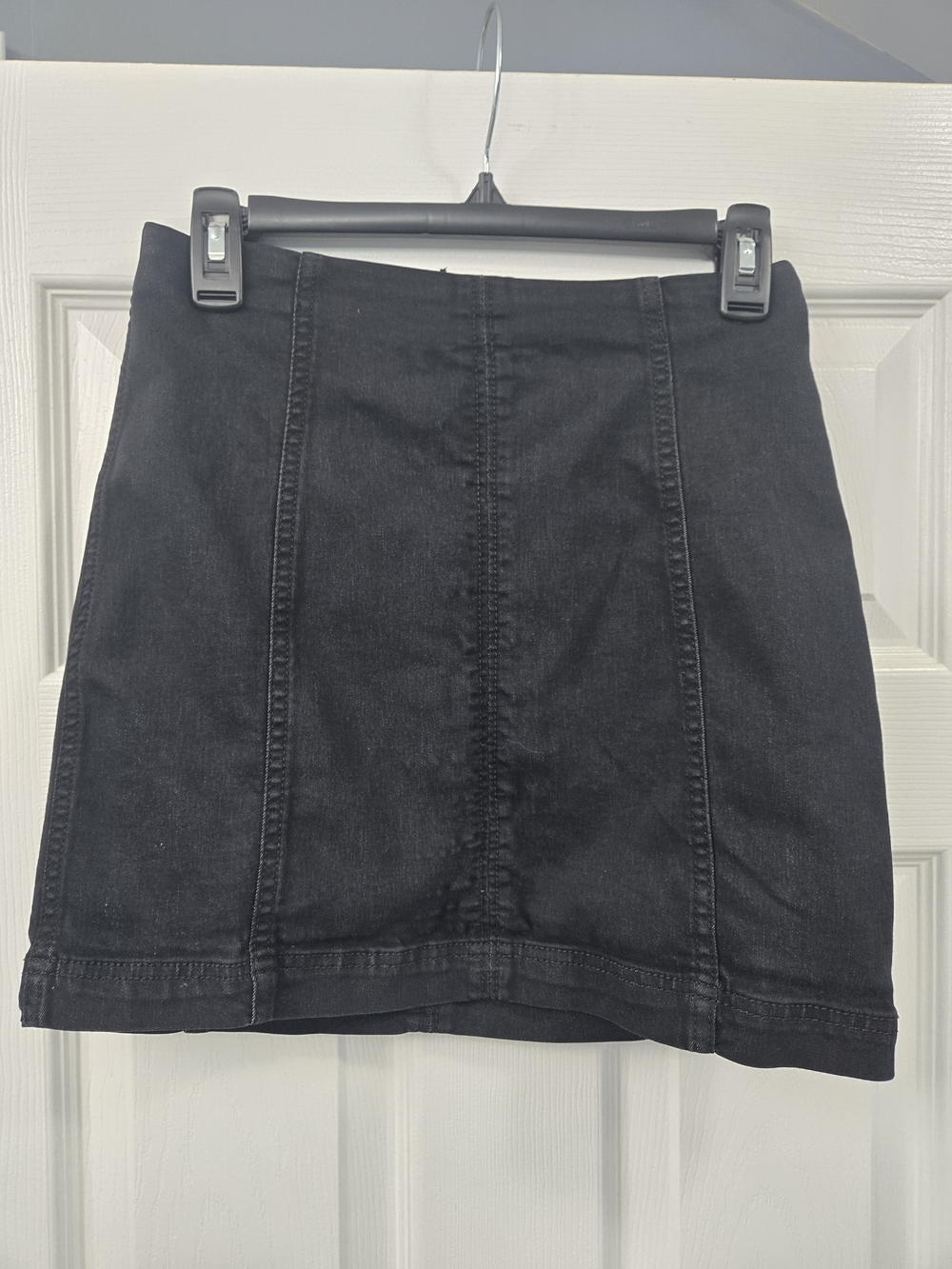 Free People Black Panelled Denim Mini Skirt Size 6